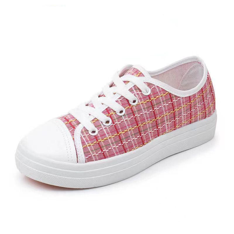 Women's Fashion Comfortable Casual Shoes New Spring Breathable Lace-Up Women Soft Sole Sneakers Ladies Canvas Shoes