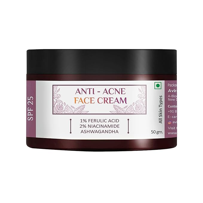 Avira Essential Anti - Acne Face Cream for Acne, Breakouts & Pimple Spots with Goodness of Natutal Niacinamide, Salicylic and Ashwagandha - 50gm #skin05