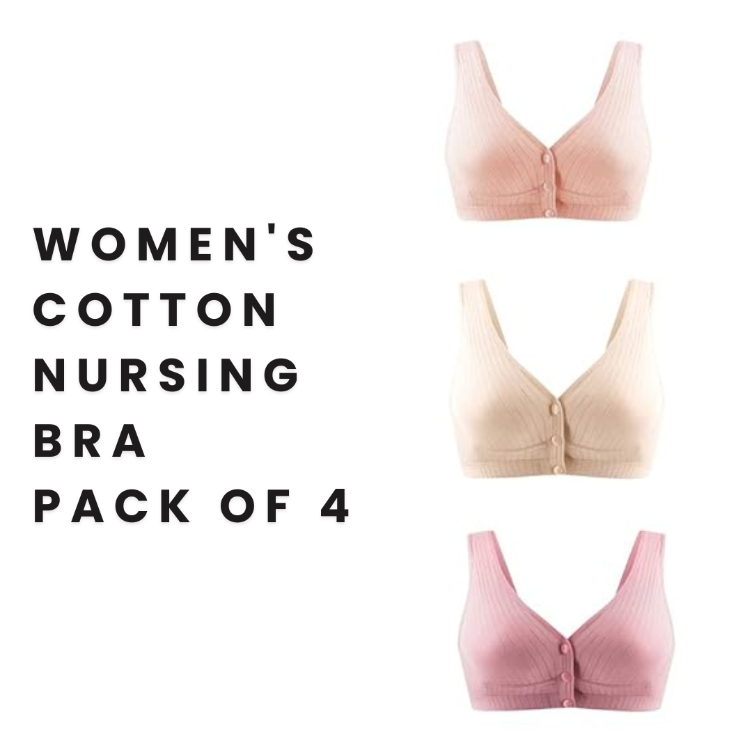 4 Pack Women's Cotton Nursing Bra, Wirefree Maternity Bras Bralette for Breastfeeding Tank Top Style Sleep Bra, Kindred Bravely Sublime Adjustable Crossover Nursing Bra