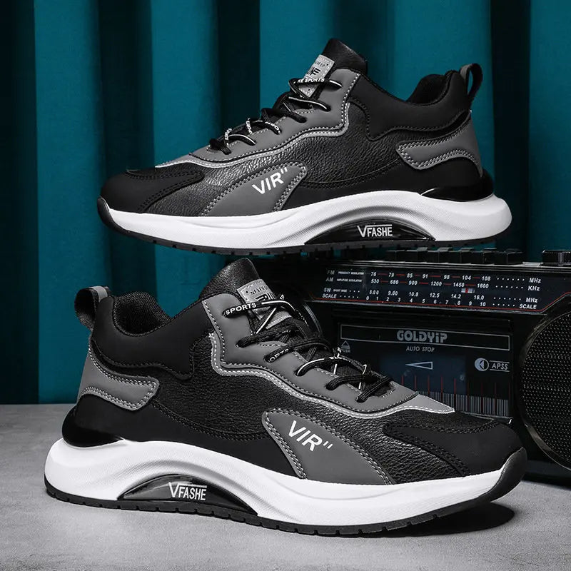 Men's sports shoes spring and autumn breathable-#Black